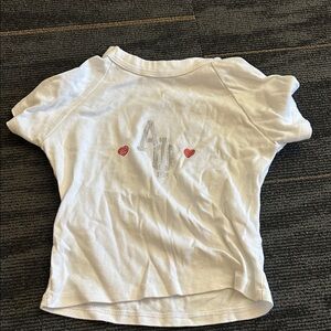 White Kids Shirt with Heart Accents